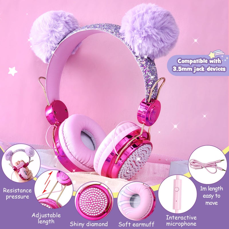 Tacobear Unicorn Gifts Girls Toy Age 5 6 7 8-12 with 3.5mm Wired Headphones Locked Diary Water Bottle Plush Bag Purse Socks Mirror  Christmas Birthday Gift Idea Toys for Teen Girl 6-10+ Years Old - Image 3